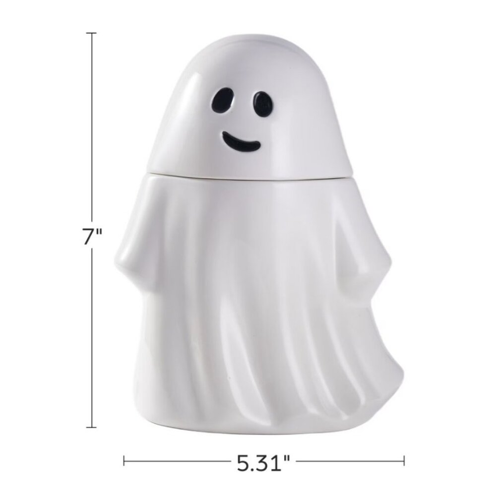 NEW Ceramic Ghost Cookie Jar Treat Food Storage Candy Kitchen Decor White Party - Picture 11 of 14